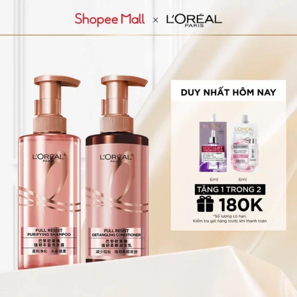 Bộ đôi dầu gội xả ngăn ngừa & giảm gãy rụng tóc, giúp tóc chắc khỏe L’oreal Paris Elseve Full Resist 440ml