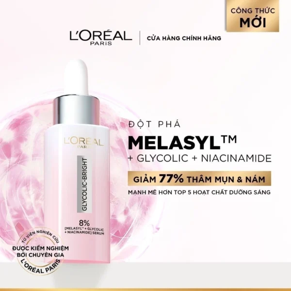 Bộ Serum Glycolic Melasyl 8% [Melasyl+Glycolic+Niacinamide] & Kem dưỡng ngày đêm sáng mờ thâm nám L'Oreal Paris Glycolic